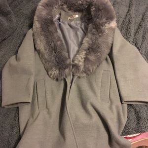 Oversized Fur Collar Coat